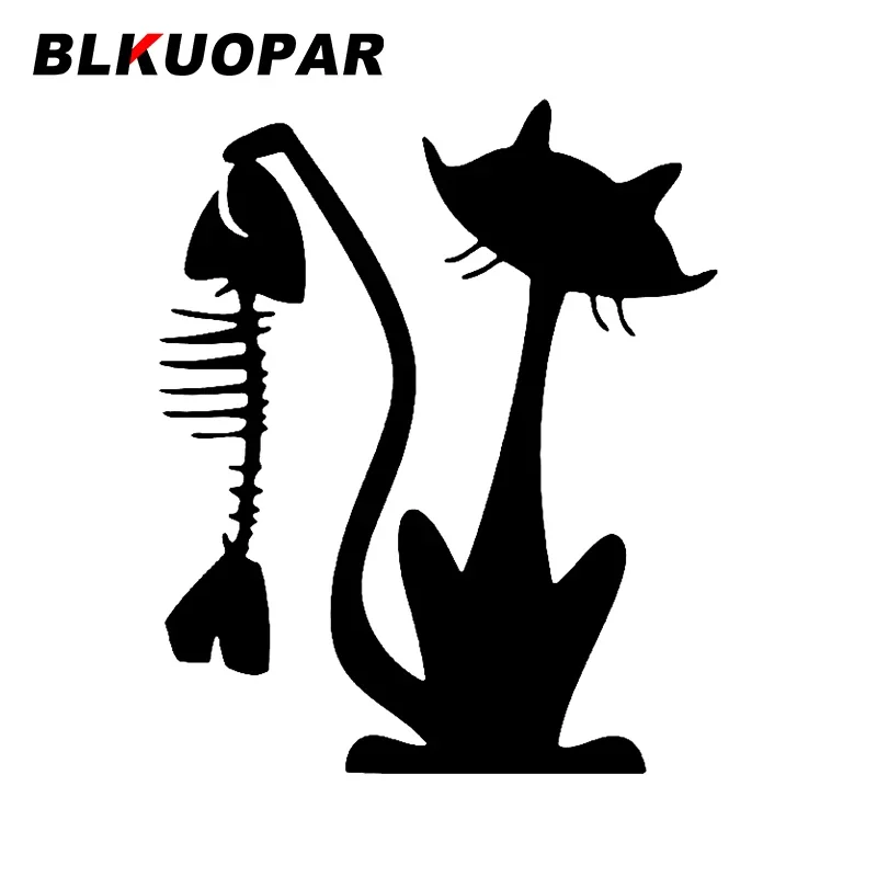 

BLKUOPAR for Cat And Fish Car Stickers Sunscreen Creative Scratch Proof Decals Waterproof Die Cut Surfboard Car Door Protector