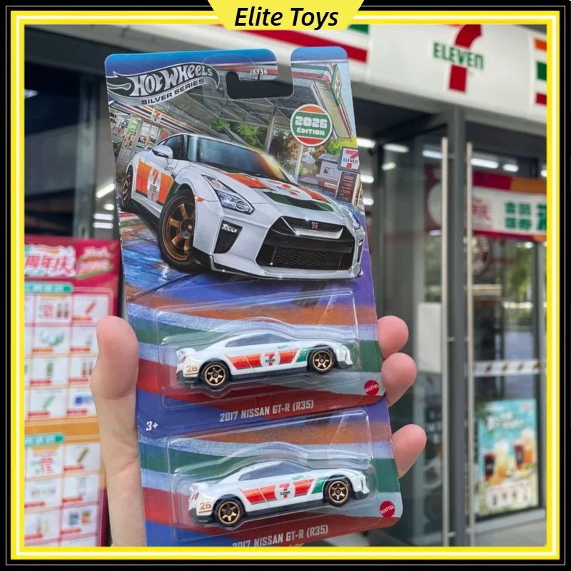 Hot Wheels 2026 New Sliver Nissan GTR R35 7 Eleven Special Edition Collectible 1:64 Diecast Sports Car Limited Collaboration Toy