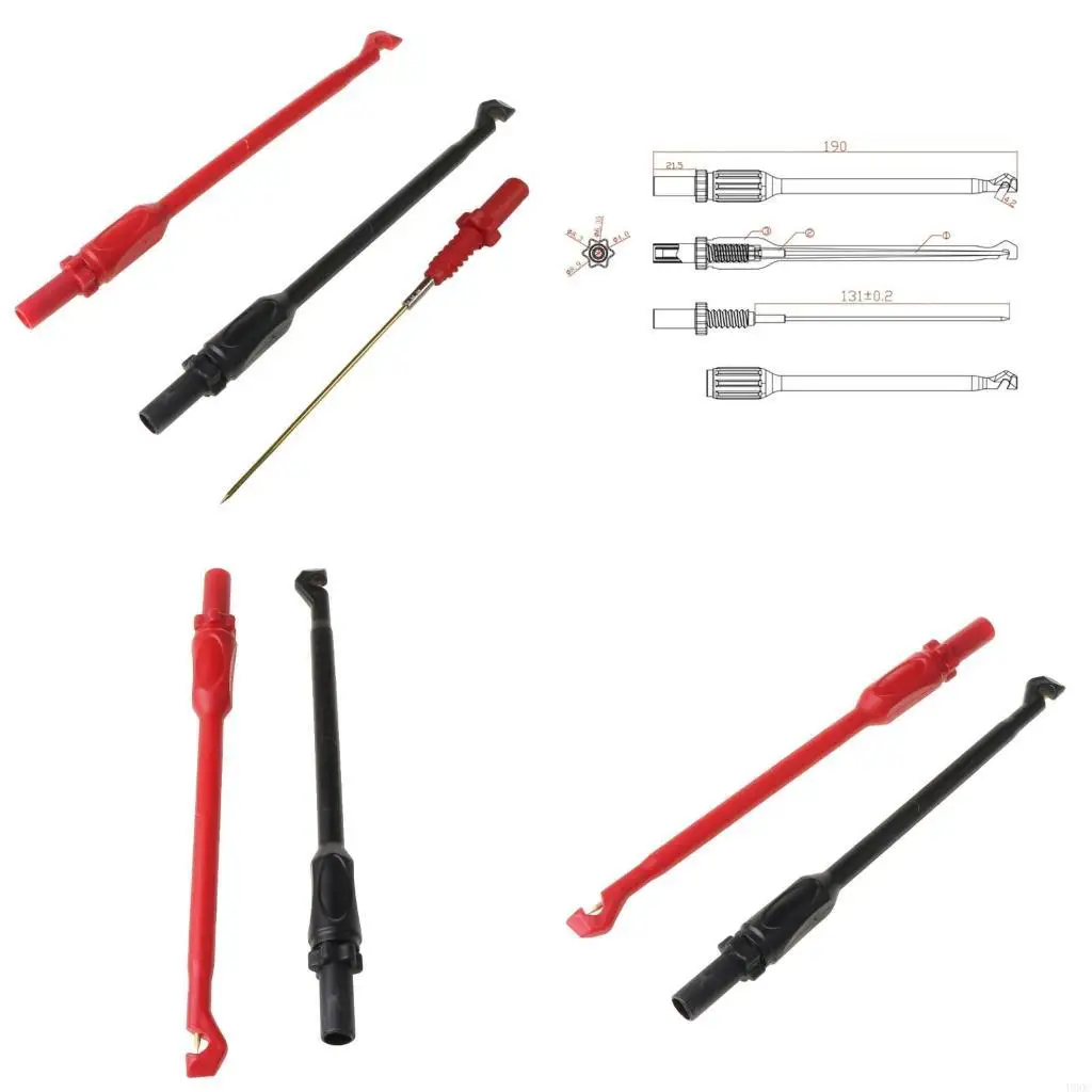 2Pcs Power Probe Piercing Probe Set Auto Repair Test Leads 4mm Banana Clip New