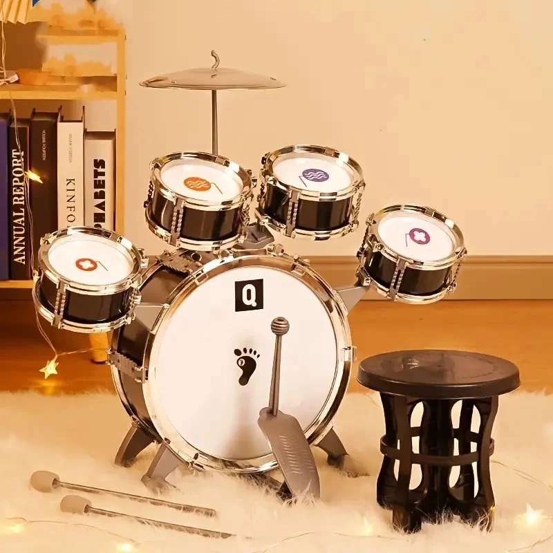 Zestaw perkusyjny dla dzieci, do ćwiczeń na instrumentach perkusyjnych, interakcja rodzic-dziecko, zabawki rockowe dla dzieci, z prawdziwym drukiem