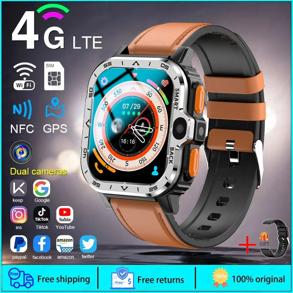 GUHUAVMI PGD SmartWatch 4G LTE GPS Wifi SIM Karte NFC Dual Kamera Robuste 64G ROM Lagerung Herzfrequenz Sport Smart Uhr Männer 9