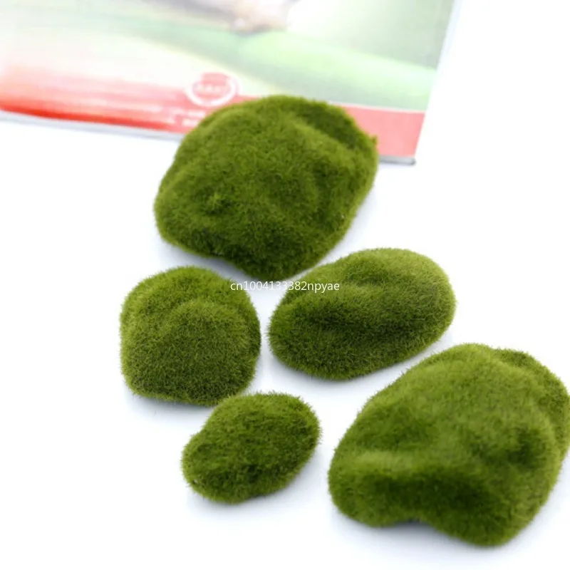 1PCS Artificial Green Moss Ball Fake Stone Simulation Plant Diy Decoration for Shop Window Hotel Home Office Plant Wall Decor