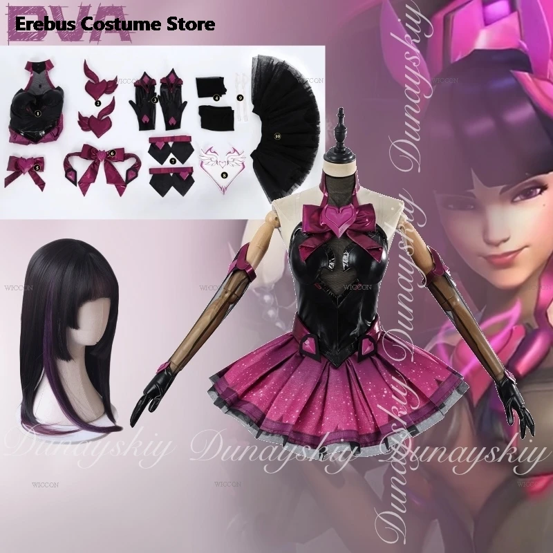

Halloween Cosplay OW Watch Your Butt Game D.VA Cosplay Magical girl Pink Purple Dress With Women Anime Clothing