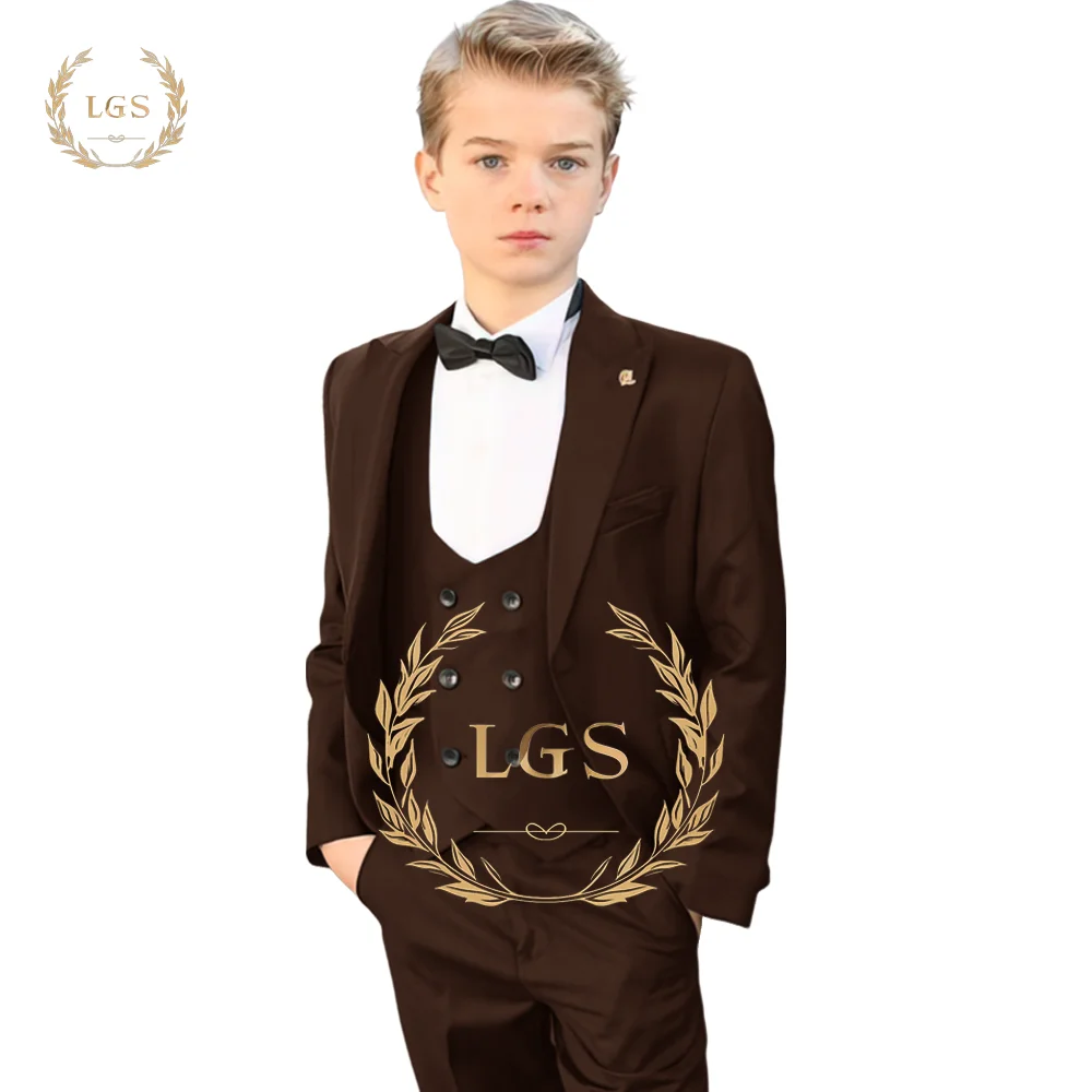 Boys Classic Suit 3 Piece Set (Coat, Pants, Waistcoat) Wedding Tuxedo Kids Formal Party 2-16 Customized Suit Set