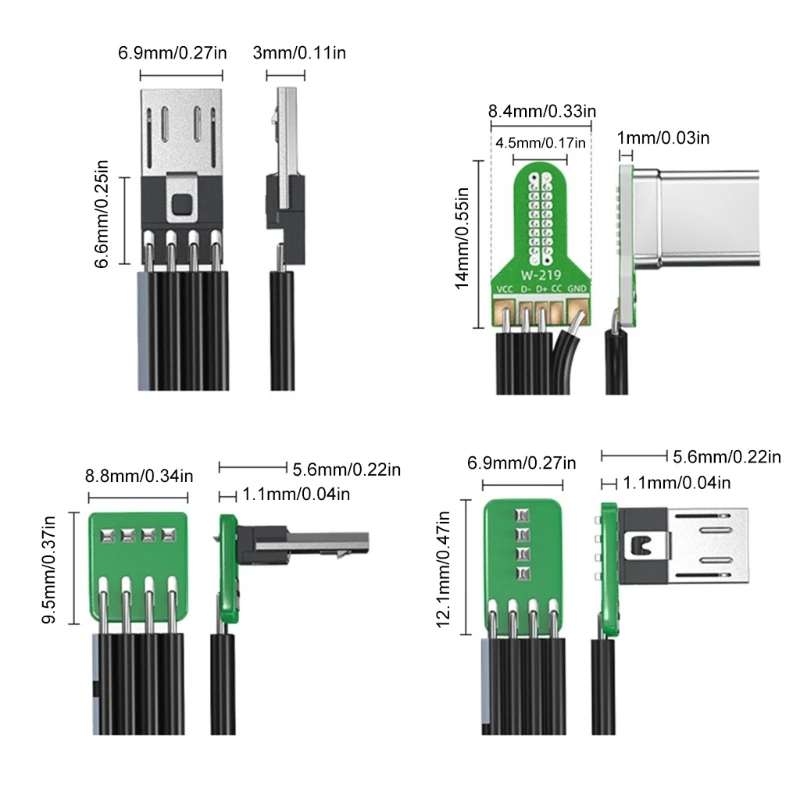 كابل شحن من النوع C إلى USB 5Pin بسرعة 480 ميجابت في الثانية سلك سيليكون سريع 4 اتجاهات ينحني