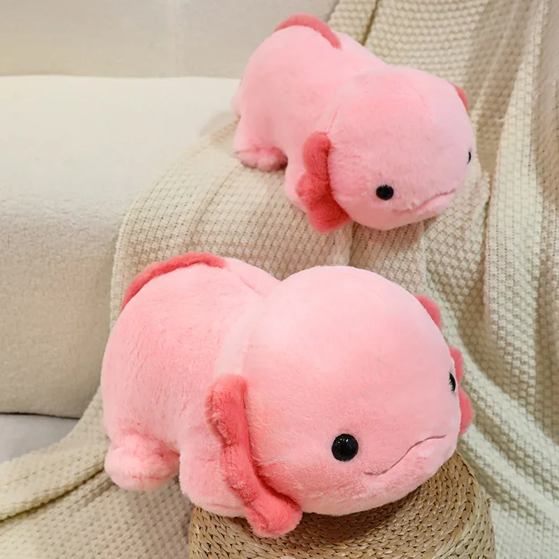 45/60cm Rosa Newt juguete de peluche relleno lindo Axolotl salamandra peluda largo pez de peluche apaciguador almohada larga cojín niños regalo divertido