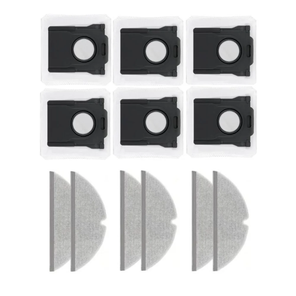 6pcs Dust Bags Mop Cloths Replacement For Dreame D20Pro Plus Robot Vacuum Cleaner Accessories Sturdy Mop Cloth & Dust Bags Kit