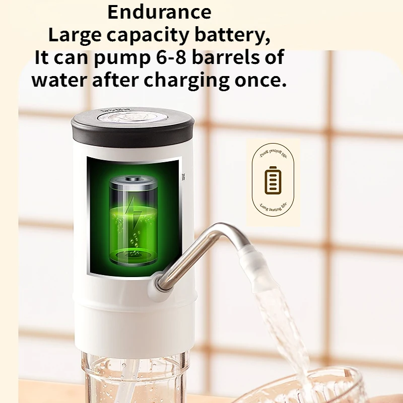 Wysokiej jakości pompa elektryczna gospodarstwa domowego ze stali nierdzewnej do pokoju salonu USB do wielokrotnego ładowania pompy jedno kliknięcie dozownik do wody czarny