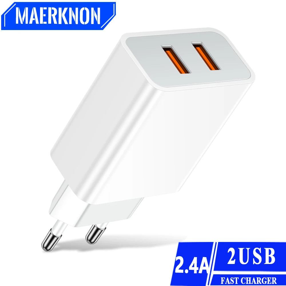 USB Charger 2 Ports Travel Charger QC 3.0 High Speed Fast Charging for Samsung S23 Xiaomi 14 Mobile Phone Charger Wall Adapter