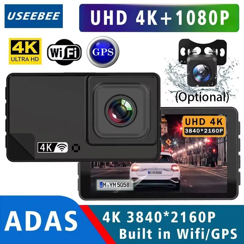 

ADAS 4K 2160P видеорегистратор BSD WIFI GPS Мини Автомобильный видеорегистратор Камера с двойным объективом видеорегистратор черный ящик ночное видение