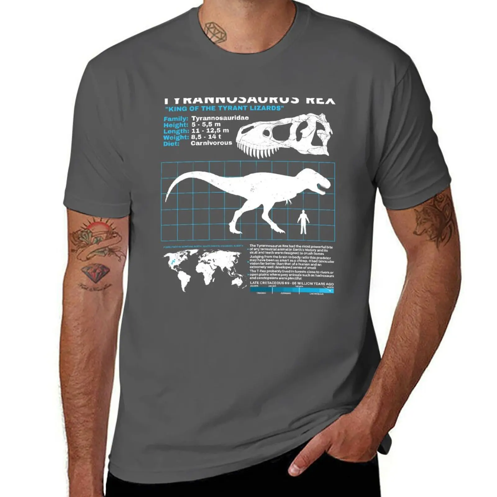 

Tyrannosaurus Rex data sheet T-Shirt man graphic t shirt man tshirt t shirts cotton 100% T-Shirt