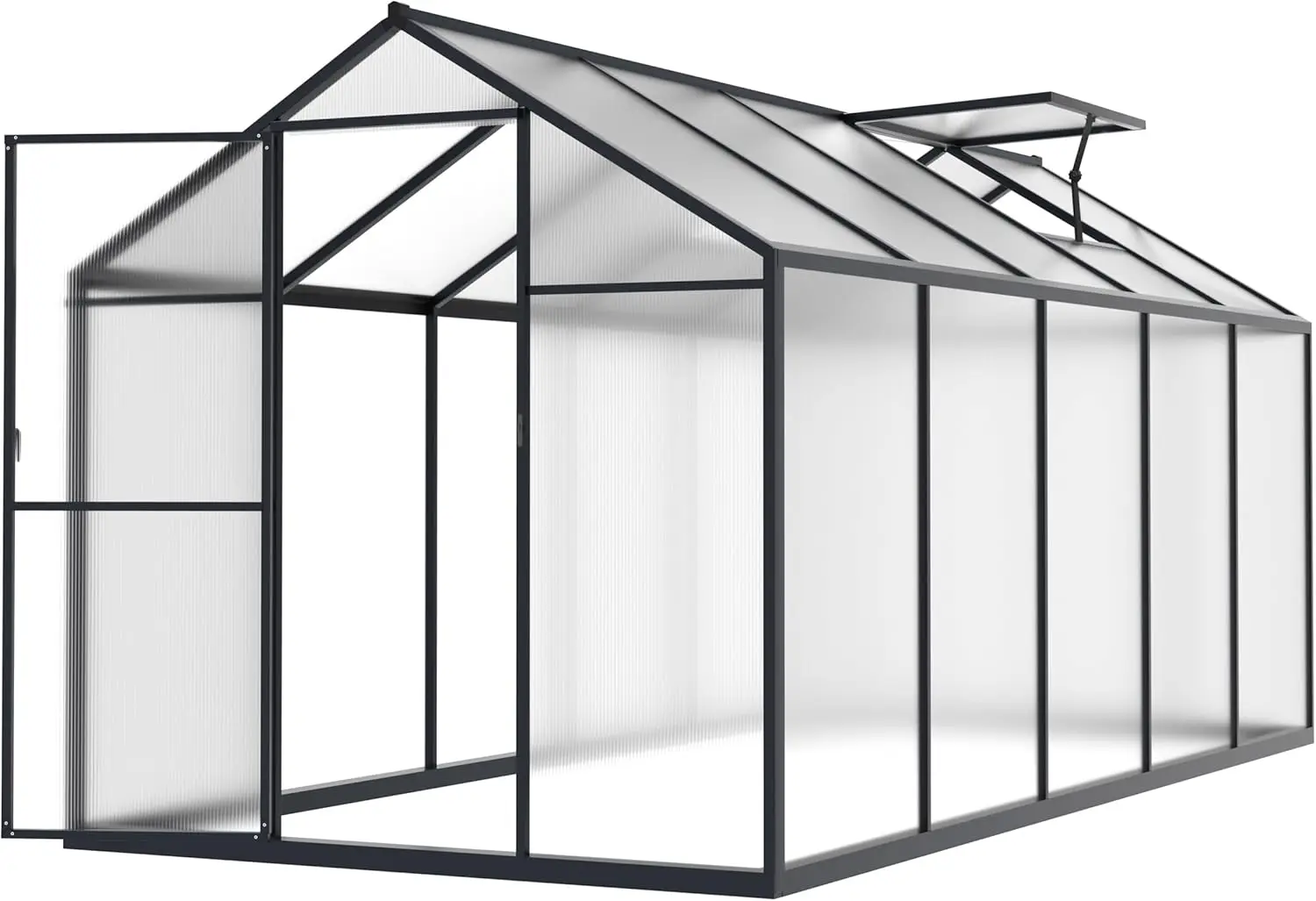 Veikou 6' X 10' Greenhouse, Polycarbonate Green House With Adjustable Vent, Aluminum Frame, Rivet Structure, Greenhouses For