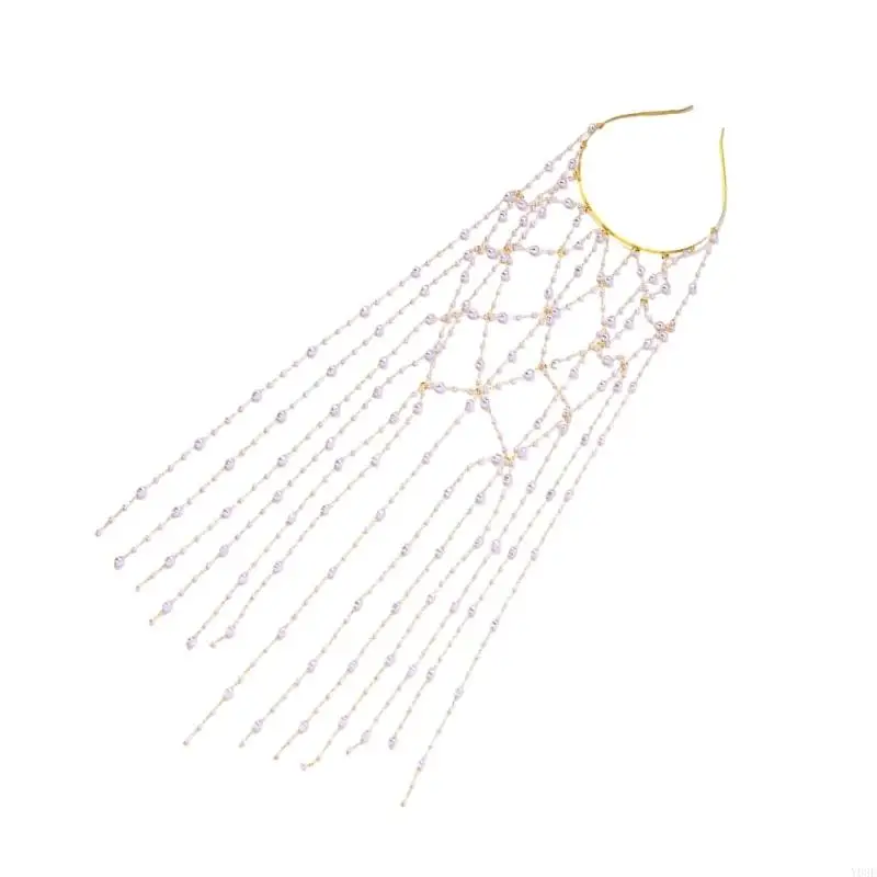 

Elegant Imitation Pearls Hairpiece With Fringes Design For Women And Girls Perfect For Weddings Parties And Daily Wear Y08E