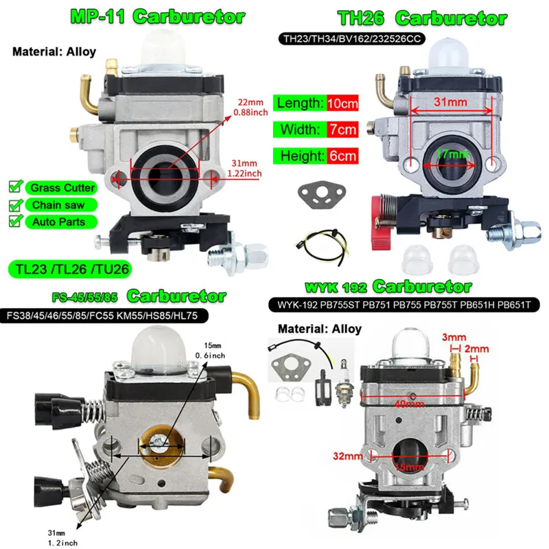 

Car Motorcycle Carburetor Chainsaw Grass Trimmer Brush Cutter Engine Mechanical Carburetor Cutter Carburetor Replacement Part