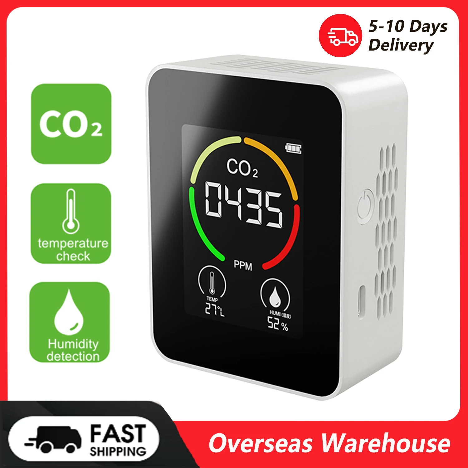 CO2 Detector Multifunctional Thermohygrometer Home Digital Air Detector Intelligent Air Quality Analyzer Household Air Pollution