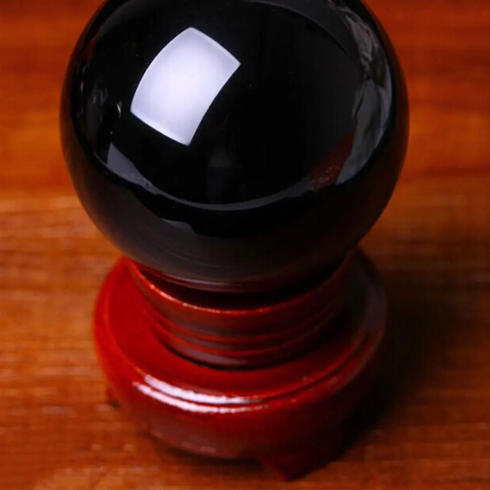 

1Pc 4cm Exquisite Obsidian Sphere Natural Black Crystal Ball Desktop Ornament for Home Office Table Crafts (Black)