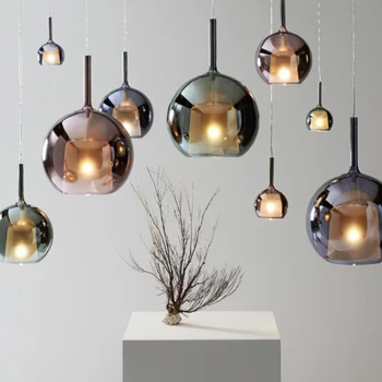 주방 아일랜드 거실용 유리 LED 서스펜션 펜던트 조명, 그레이 실내 장식, 걸이식 램프 고정 장치, 광택 샹들리에, 신제품