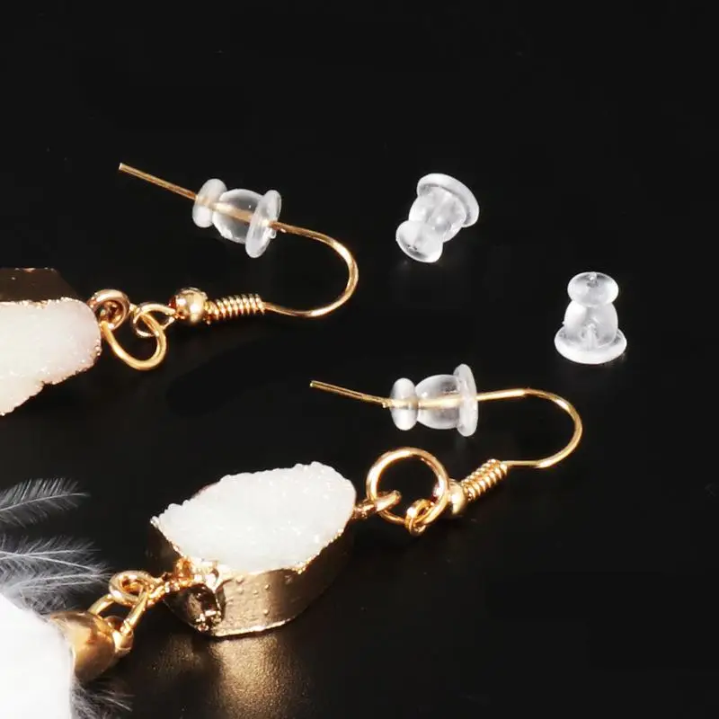 Soft Clear Silicone Rubber Earring Backs, Safety Stopper, Acessórios de Jóias, DIY Ear Plugs Cap, 100Pcs por lote