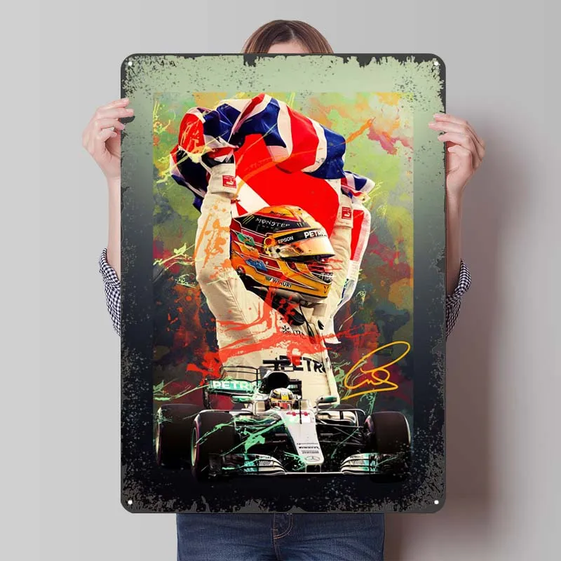 Lewis Hamilton Tinplate Signs Sports Poster Aesthetic Room Decor Men Customized Metal Sign for Wall Art Decoration Retro Plates