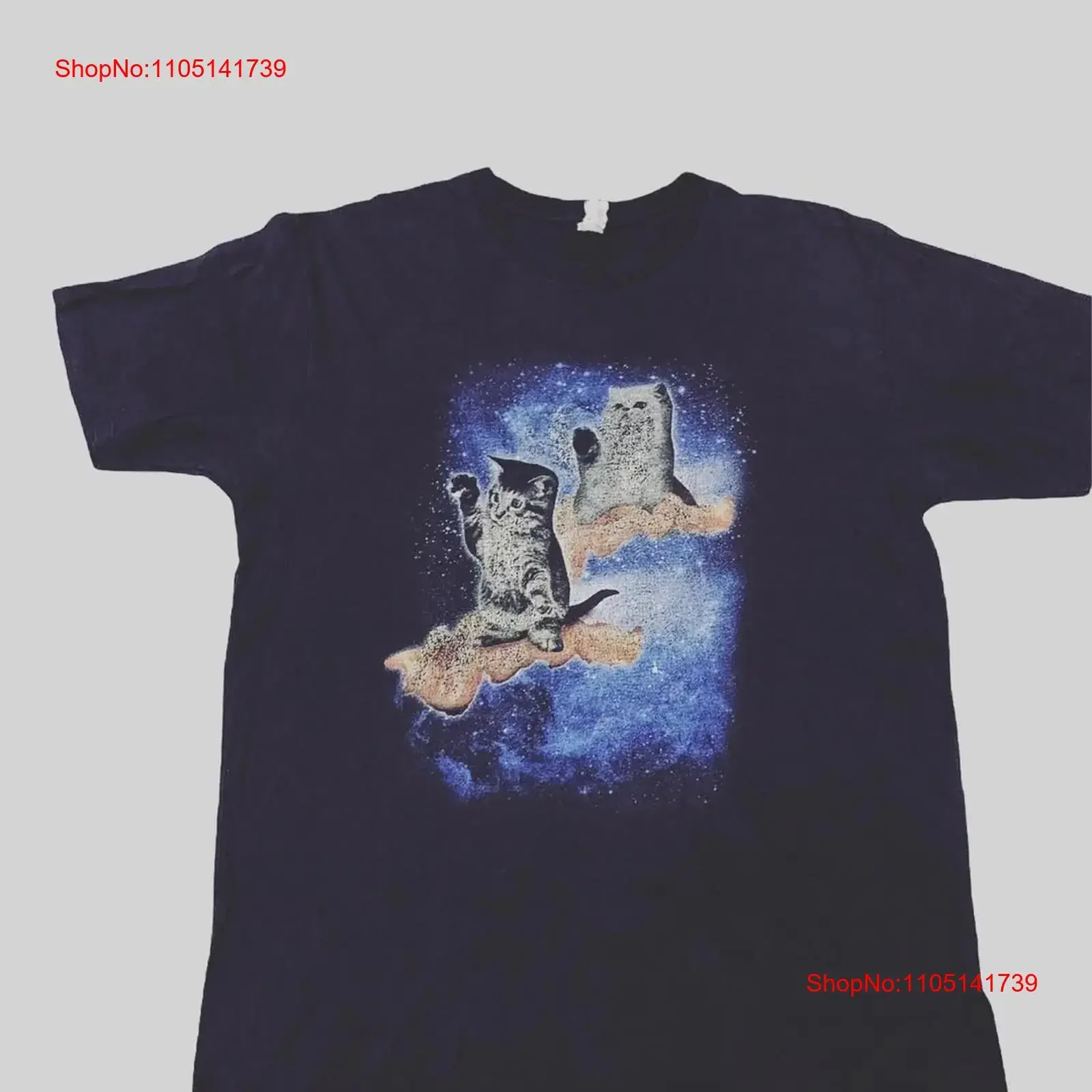 

Футболка Cute Cats Sprinkle Galaxy Idea 90-х годов, винтажная мужская футболка 104950, винтажная стираная универсальная уличная одежда, слегка растянутая