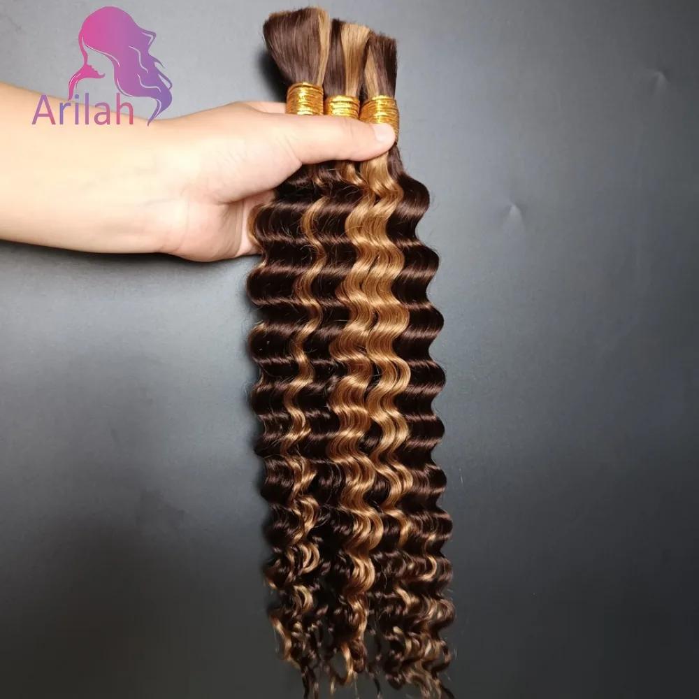 

100 г/шт. P427 Выделенные объемные волосы для плетения глубоких волн человеческие волосы оптом без утка медовые светлые волосы для наращивания 1/2/3 шт. косы для волос