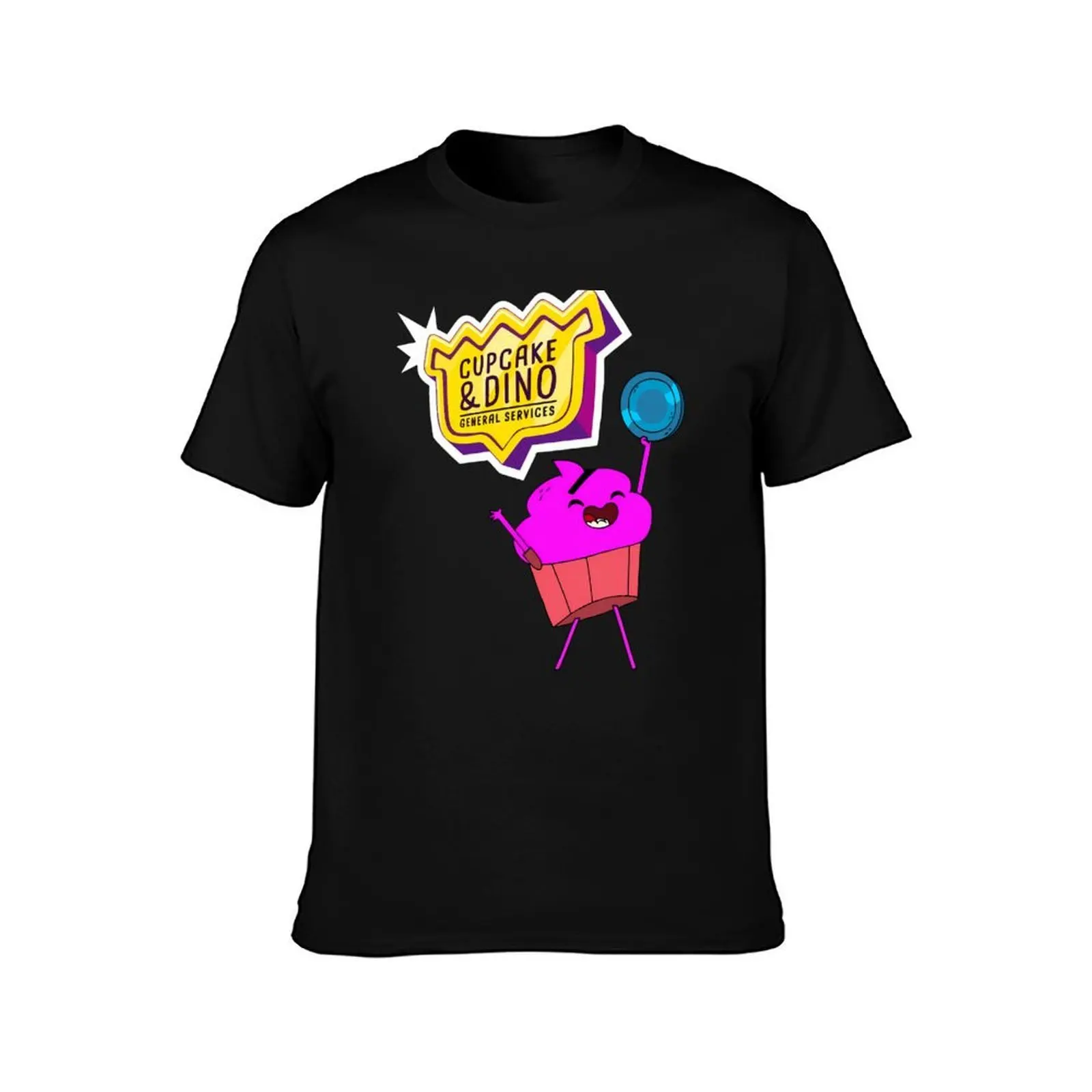 Funny Cupcake & Dino T-Shirt, Summer Casual Cotton Tee, Oversized Streetwear Tops, Vintage Graphic Print, Loose Fit Short Sleeve