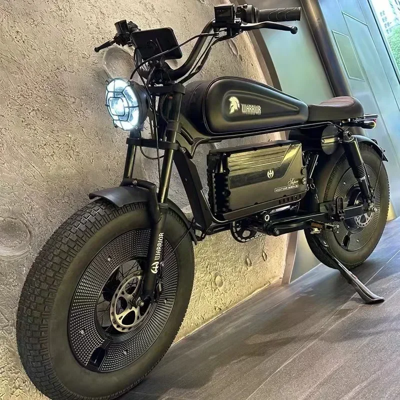 دراجة نارية سوداء ZPW المحارب W 48V 60AH Ebike للطرق الوعرة دراجة كهربائية للكبار 20 بوصة دراجة كهربائية للطرق الوعرة الإطارات الدهنية