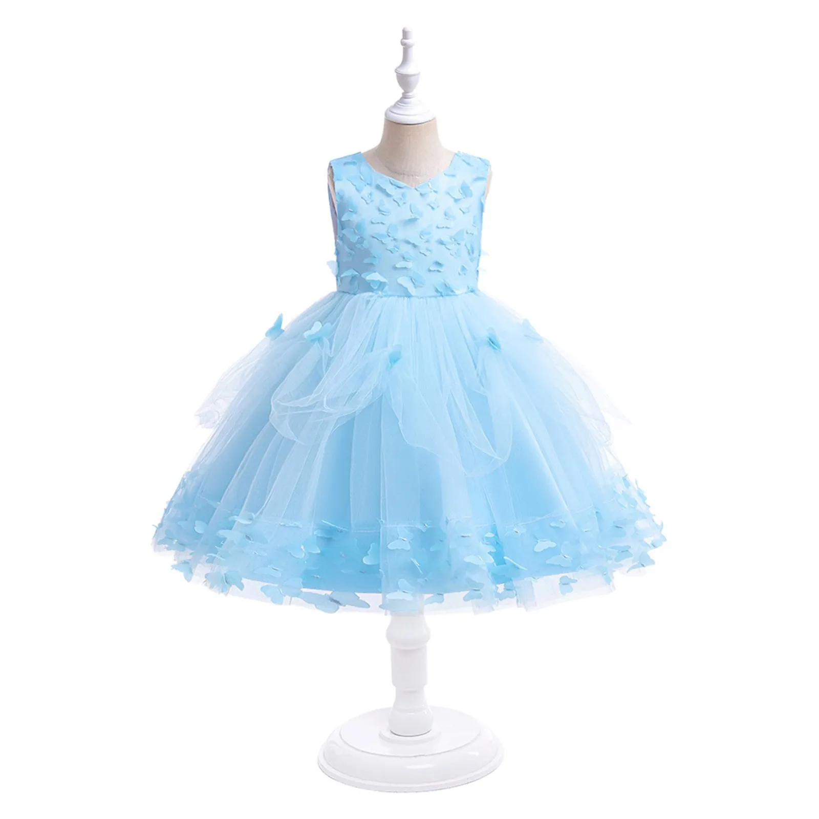 

Child Kids Girls Lace Butterfly Embroidery Pageant Gowns Dress Children Elegtant Clothes Princess Birthday Dress For Girls 4-9Y