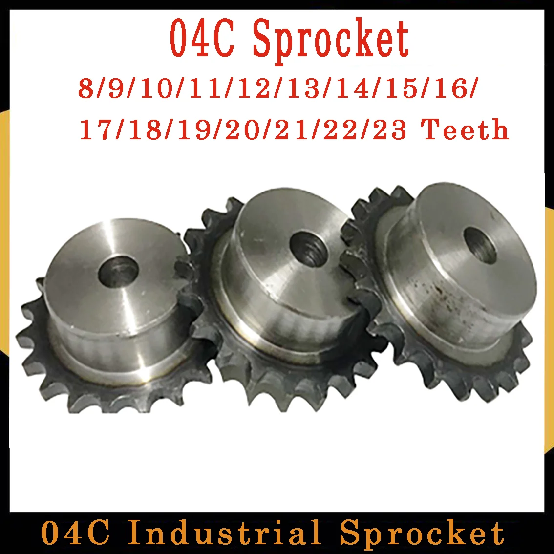 1-5Pcs 8T-23 Tooth 04C Chain Gear 45# Steel Industrial Chain Wheel Motor Chain Drive  Sprockets Tooth Pitch 1/4'' (6.35mm)