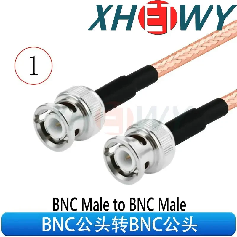 سلك توصيل RF مزدوج الحماية مطلي بالفضة RG142 BNC إلى BNC سلك تمديد تحويل ذكر وأنثى سداسي منحني