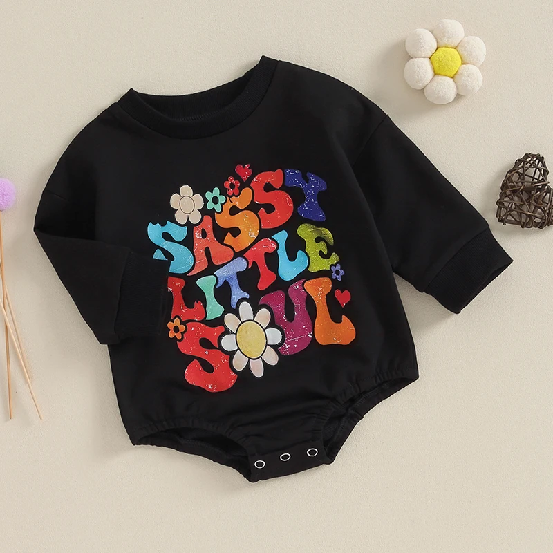 Newborn Baby Girl Boy Clothes Sassy Little Soul Sweatshirt Bubble Romper Long Sleeve  Fall Winter Clothes