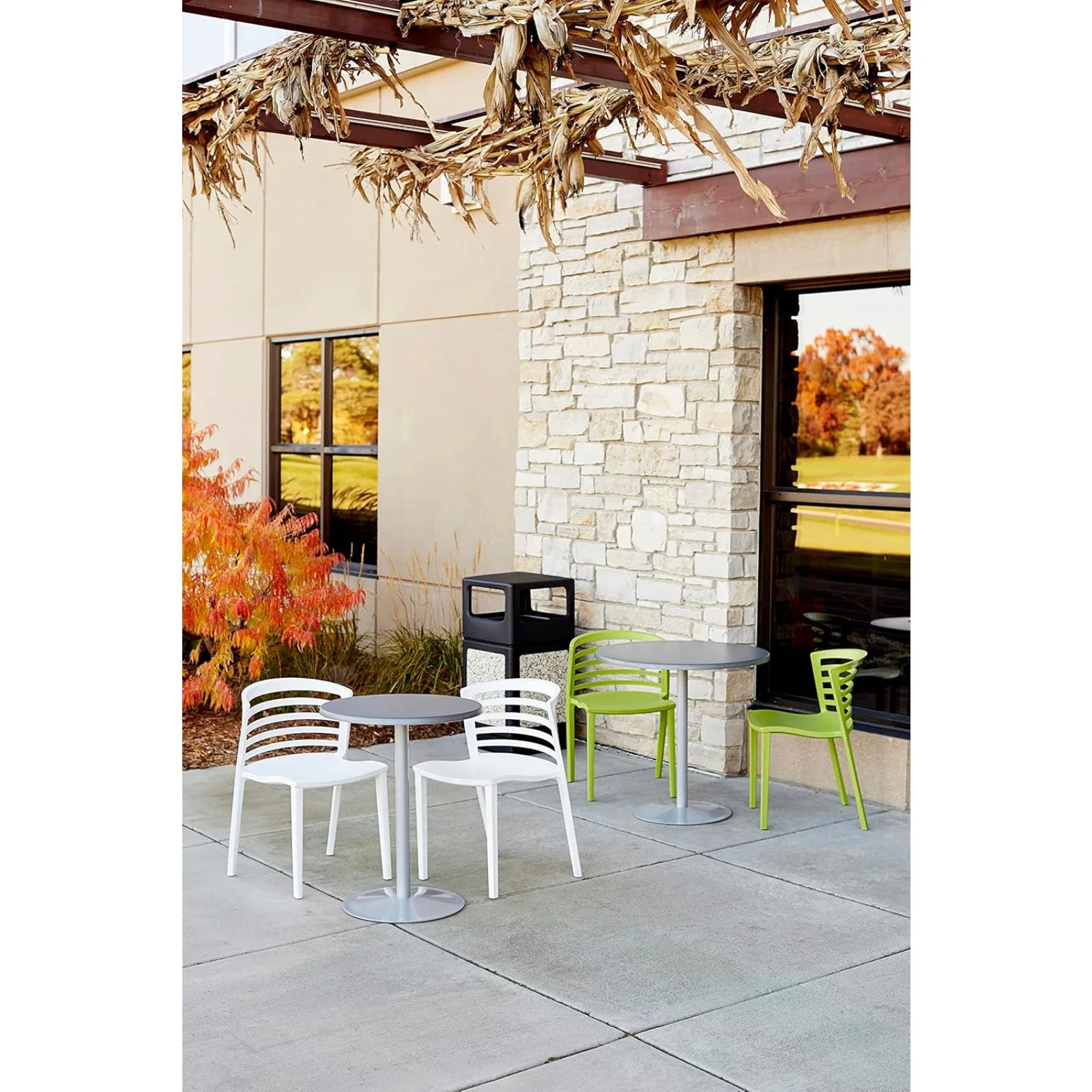 US Canmeleon Garbage Can for Indoor and Outdoor Use, Durable & Weather-Resistant Trash Receptacle with Stone Panels,