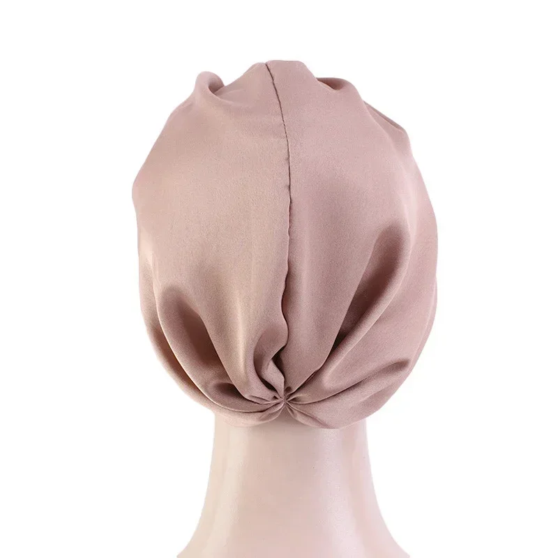 Silk Satin Sleep Cap Women Turban Elastic Head Scarf Hair Care Night Hat Chemo Caps Sleeping Bonnet Beanie Cover Headwear Solid