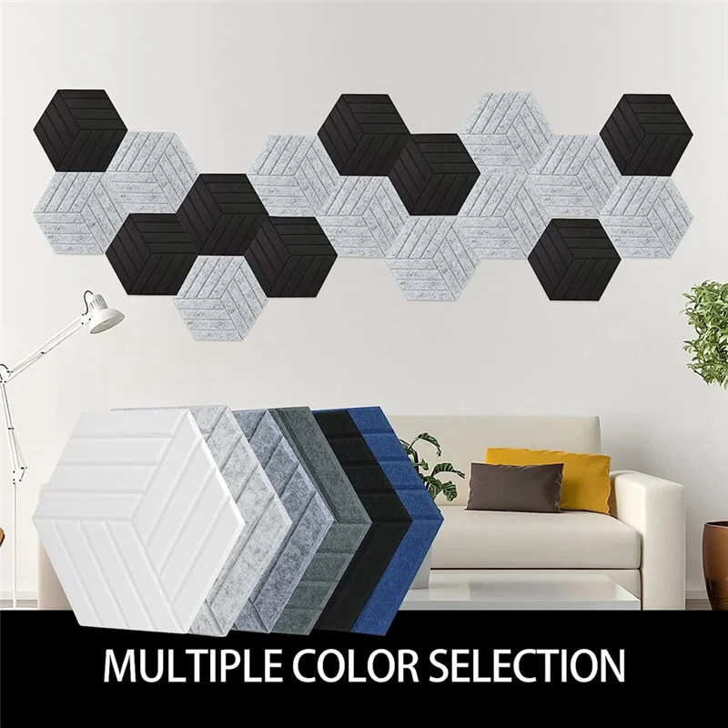 12 Pack Acoustic Panels Self-Adhesive Hexagon Acoustic Panels, Soundproof Wall Panels,Reducing Noise Echoes