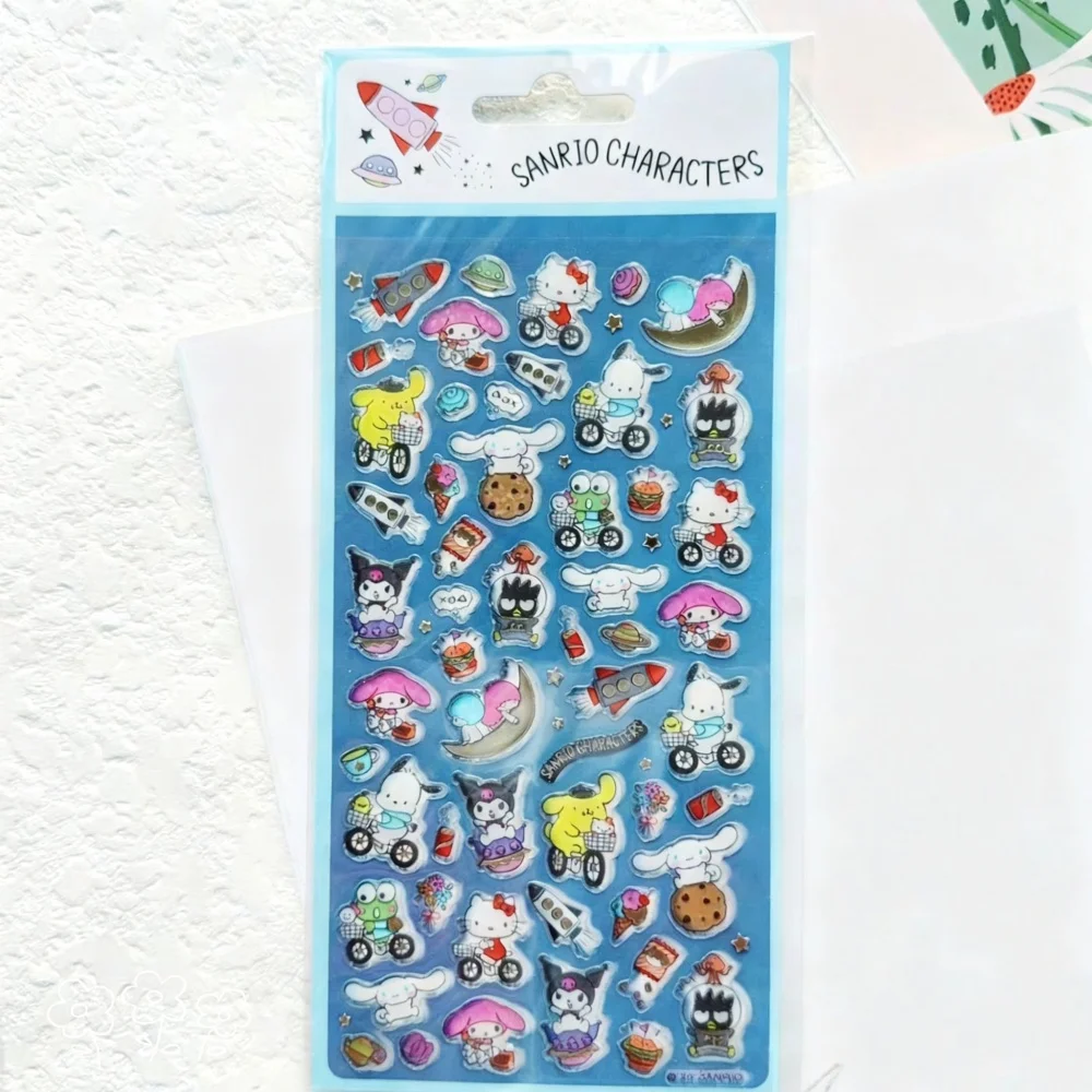 Genuíno sanrio olá kitty adesivo kuromi cinnamoroll melodia pochacco brinquedo dos desenhos animados decalques para scrapbook guitarra bicicleta meninas presente