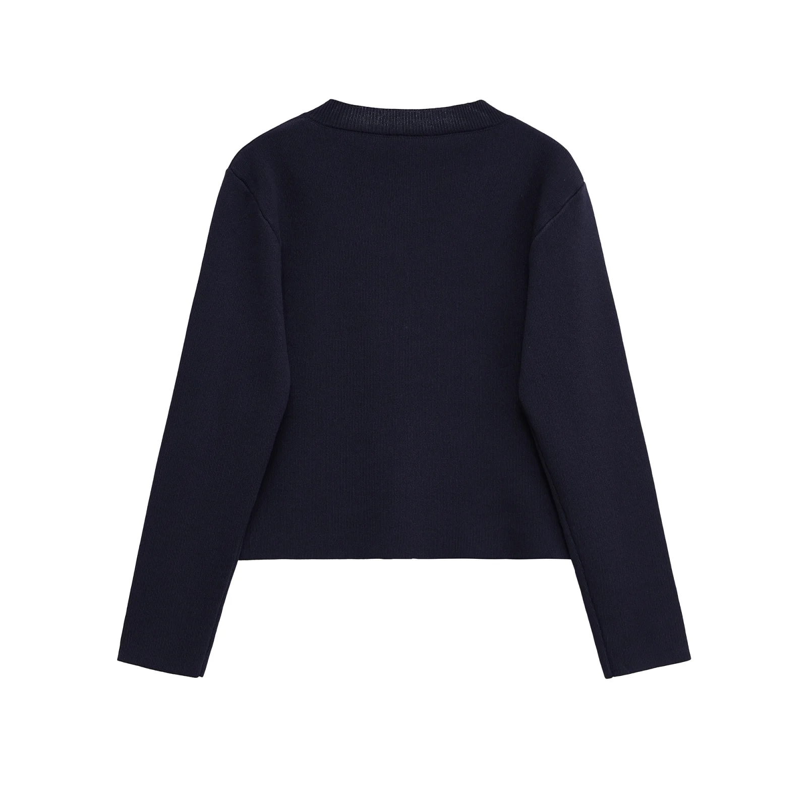 

Korejepo New Women Fashion European and American Style Versatile Gold Breasted Knitted Jacket Top