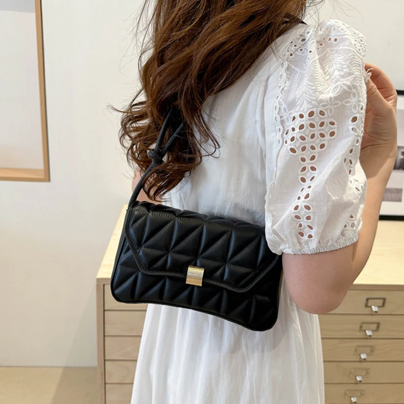 Premium Sense Fashion Solid Colour Underarm Bag Ladies Hundred Trend Crescent Bag Women Shoulder Bag PU Leather Handbags