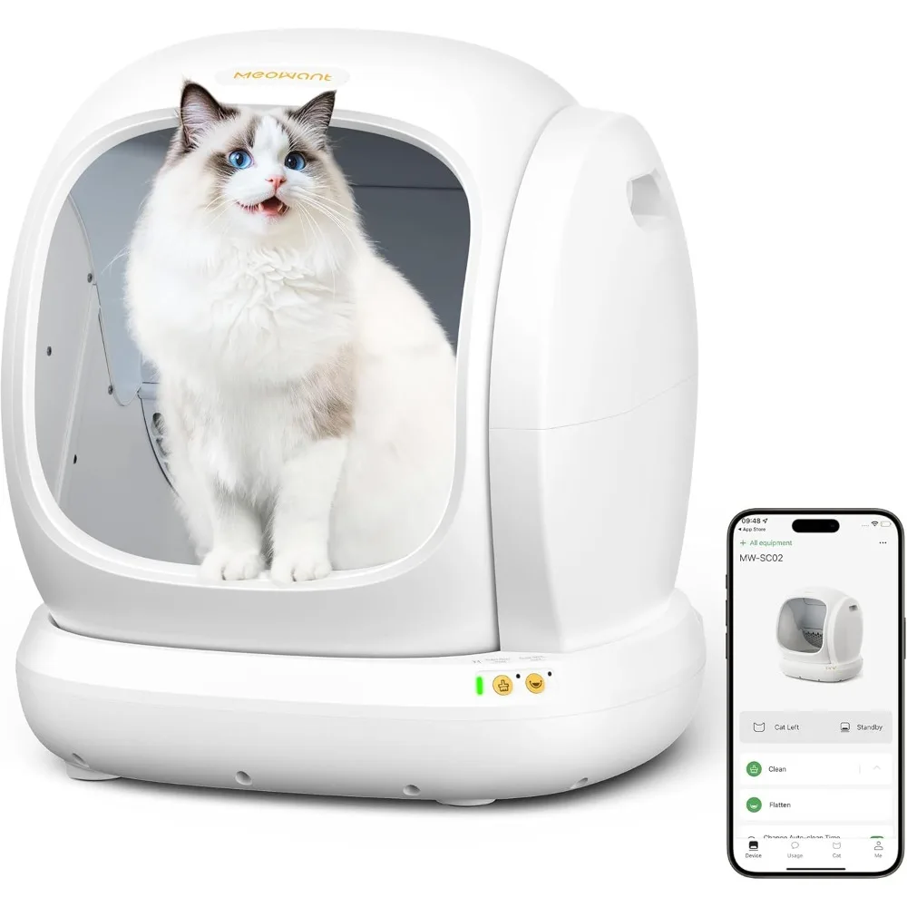 

Open Top Automatic Self Cleaning Cat Litter Box Large 75L Odor Free App Control Safe for Multiple Cats