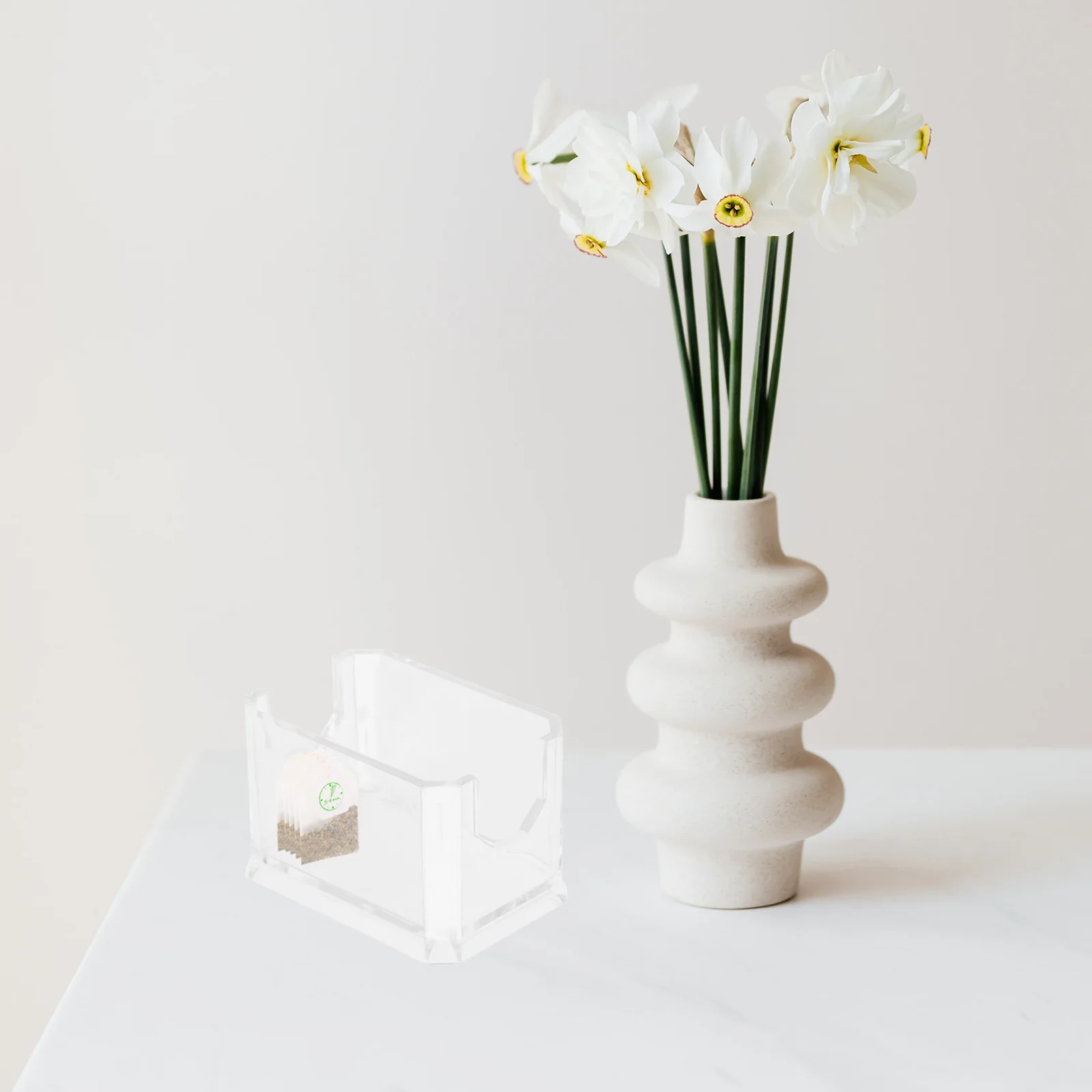 

2 Pcs Acrylic Container Sugar Box Tea Bag Organizer Holder Sundries Containers Portable Storage Home Square Coffee Bag Box