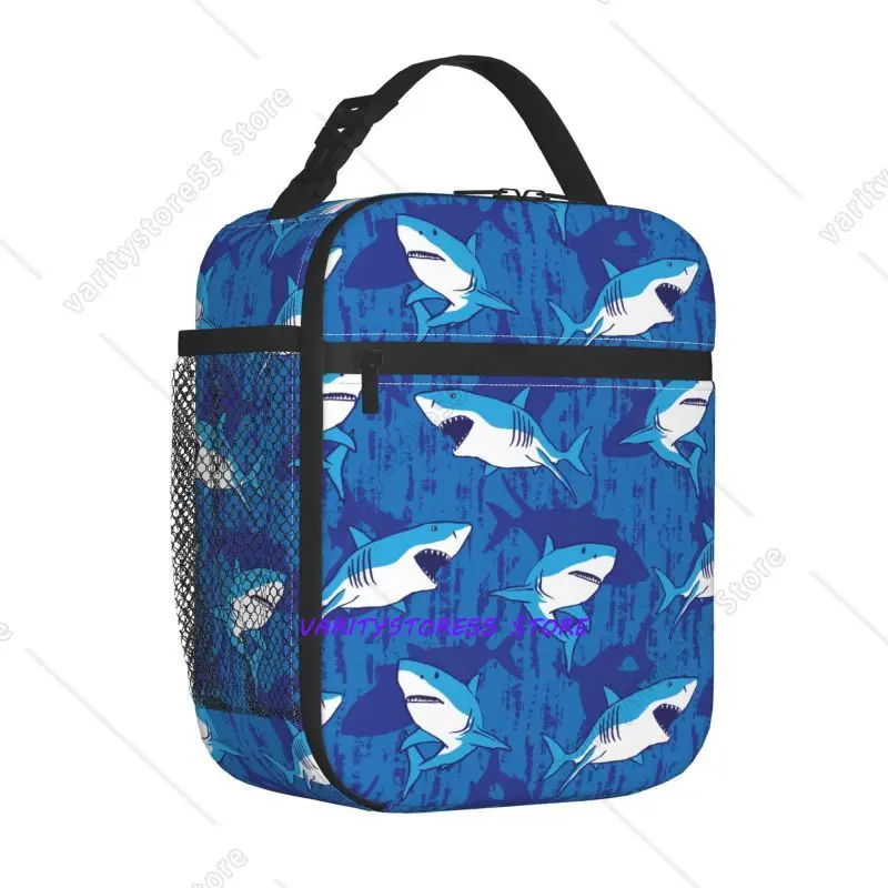 

Cute Cartoon Sharks Print Lunch Box Reusable Oxford Bento Tote Bag Portable Thermal Lunch Bag for Adults Kids Work School Picnic