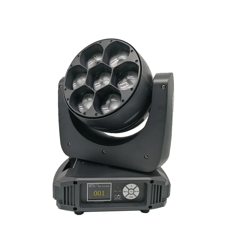 

LED Dj Equipment 7*40W Zoom Moving Head Light 4 in 1 RGBW Wash Focusing Dmx Stage Lighting for Wedding Show Point Control