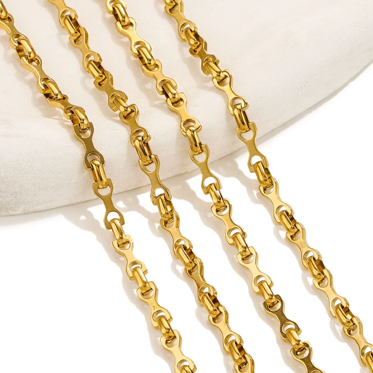 1M High Quality Stainless Steel Puppy Bone Chain for DIY Featured Hip Hop Trend Gold Necklace Bag Chain Jewelry Making Wholesale