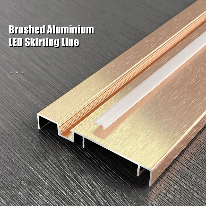 H80mm LED Skirting Line 0.5m 1m Brushed LED Aluminium Profile Floor Baseboard Bar Strip Light Metal Wall Skirting Linear Lamp