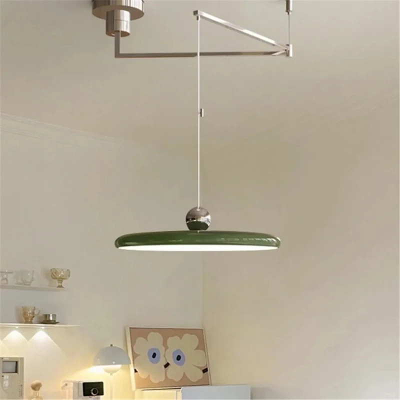 Nordic Rotatable LED Pendant Light Cream Style Iron Art Chandelier for Bedroom Living Room Rocker arm Folding Hanging Lamp