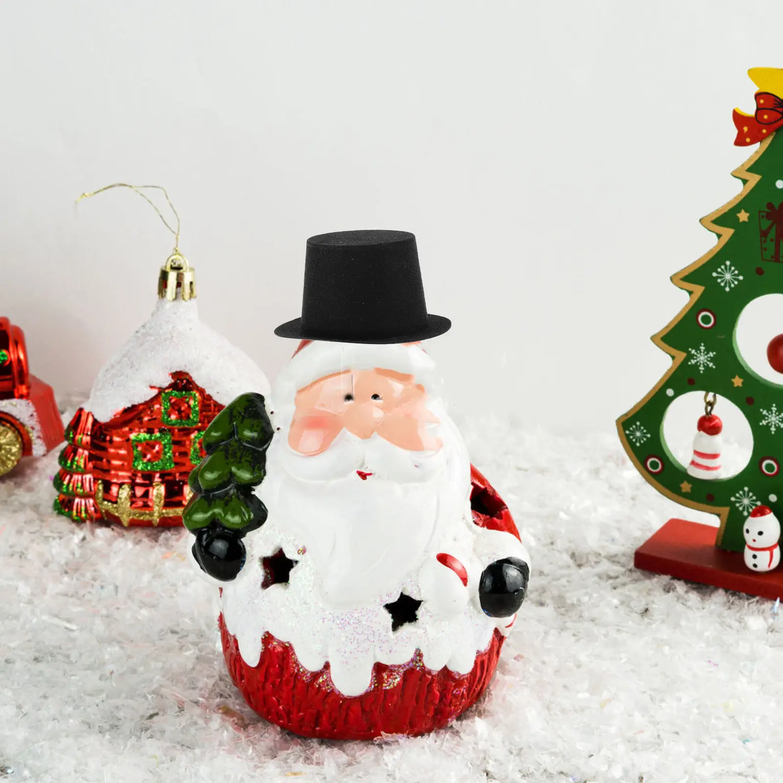 

10 шт. миниатюрных черных цилиндров для Рождества и праздников, пластиковые мини-шляпки для снеговиков, товары для рукоделия, мини-пластиковые цилиндры