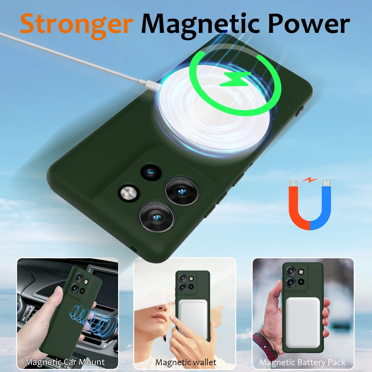 For MOTO Edge50Neo Case Liquid Silicone Magsafe Magnetic Wireless Charging Cover for Motorola G75 Edge 40 Pro 50 Fusion Ultra