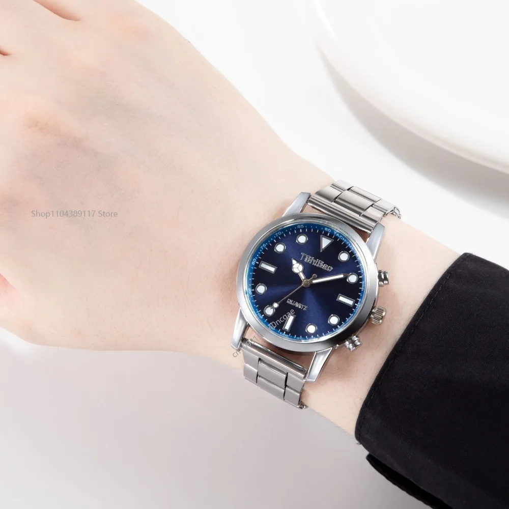 ساعات يد فاخرة للرجال، ساعة كوارتز تناظرية عصرية بحزام من الفولاذ المقاوم للصدأ، ساعة رجالية كاجوال بسوار رقمي