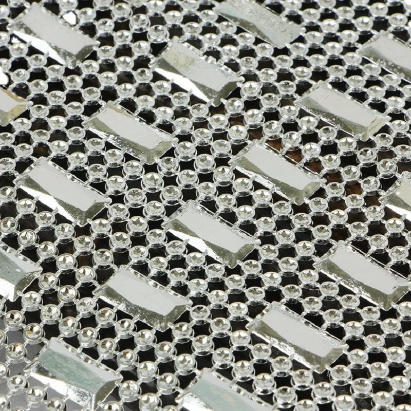 10yard 6row Rectangle Beads Spots Bendable Mesh Wrap Roll Chain Trim For Wedding Party Sewing Apparel Bag Shoes Cap Decoration