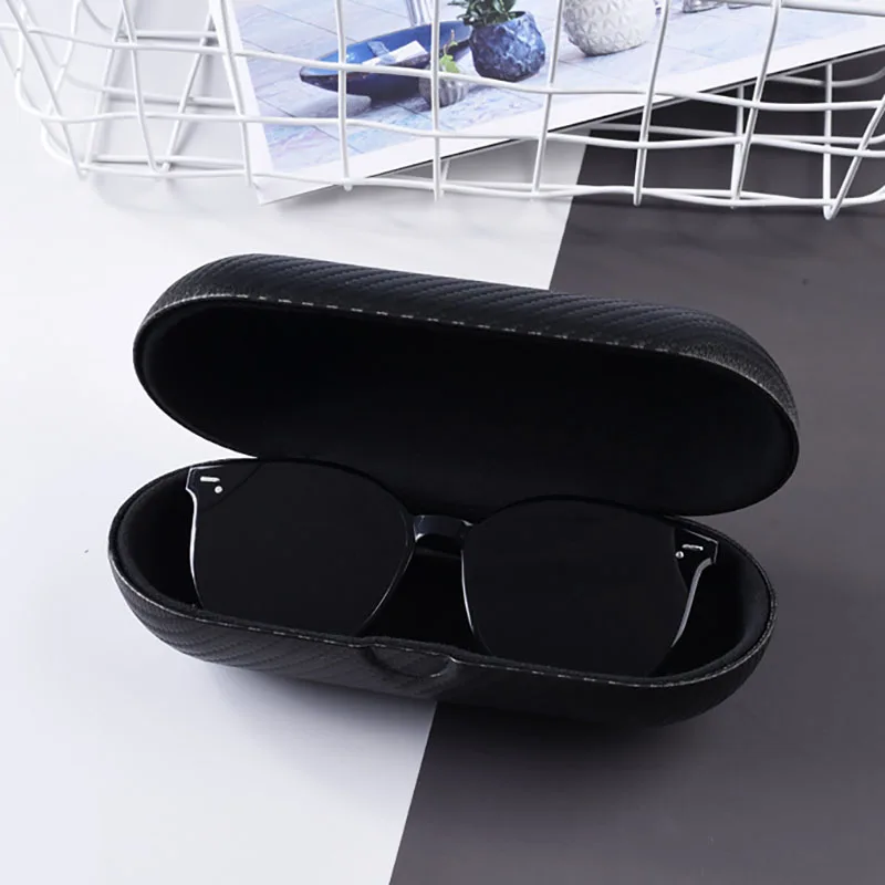 Estuche rígido para gafas de cuero PU fibra carbono, resistente - imagen 4