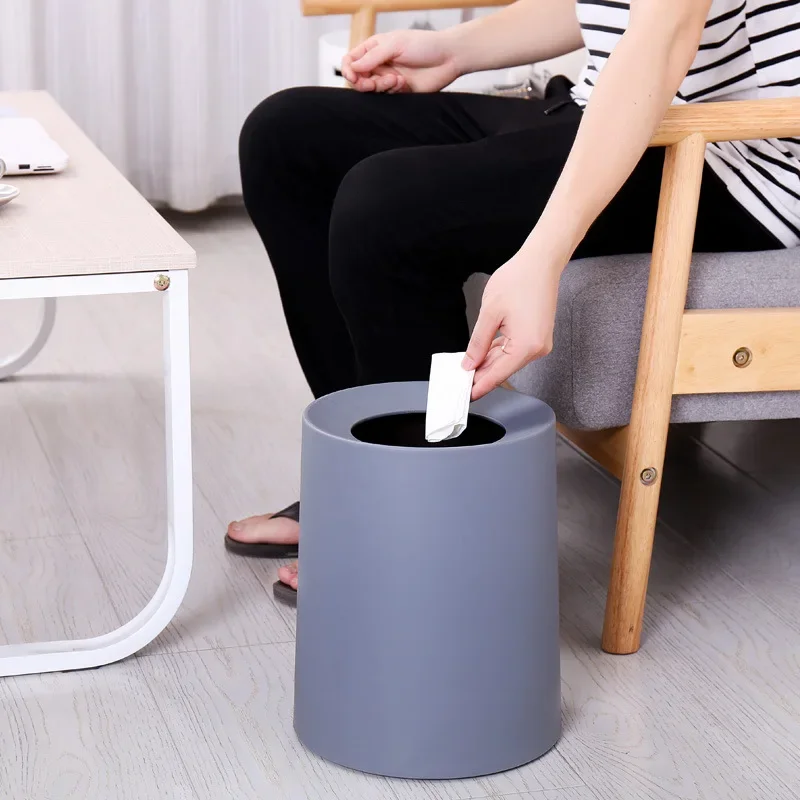 Nordic Creative Simple  Trash Can Japanese Style Home Living Room Bathroom Uncovered Double Large Office Paper bucket YHJ120507